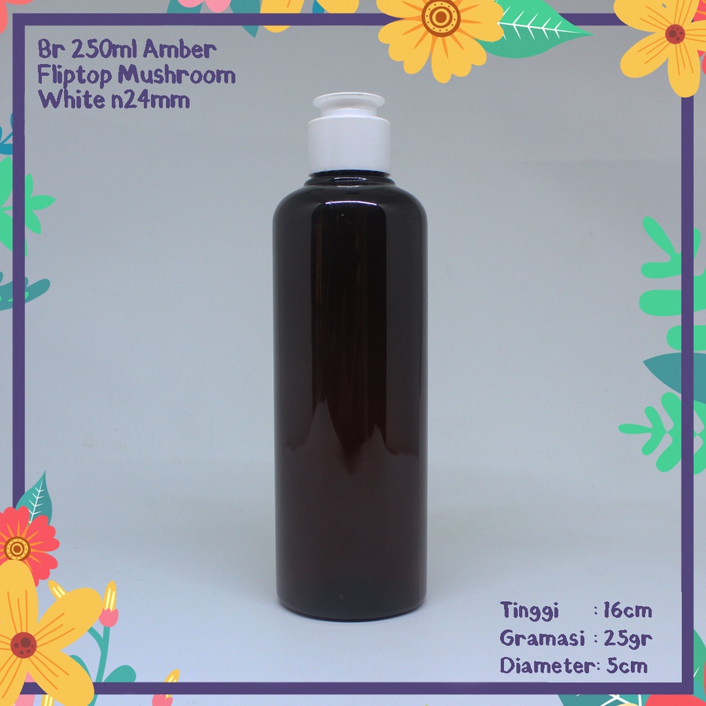 250ML AMBER BOTTLE FLIPTOP CAP MUSHROOM WHITE MUSHROOM นําเข้า N24 THICK COSMETIC PACKAGING THICK N2