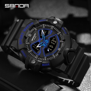 Sanda นาฬิกาข้อมือควอทซ์ มีไฟ LED กันน้ํา อเนกประสงค์ สําหรับผู้ชาย SD3150-10