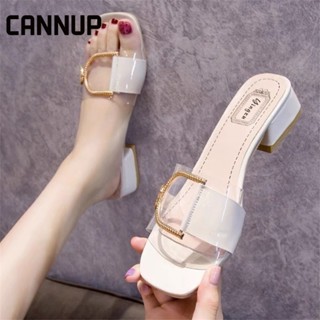 CANNUP รองเท้าแตะหญิง แฟชั่น slippers ส้นปานกลาง B20H02H