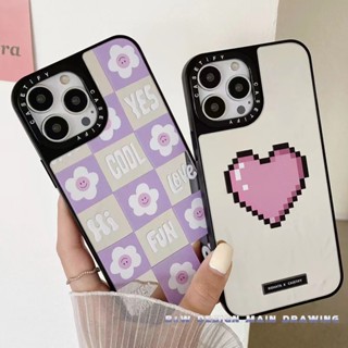 Casetify เคสโทรศัพท์มือถือแบบกระจก กันกระแทก ลายดอกไม้ สีชมพู เรียบง่าย สําหรับ iPhone 14 Pro MAX 13 promax 12 Mini 11 XS XR XS-MAX 7G 8G SE2020 7 Plus 8P