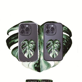 Casetify X A Big LEAF เคสอะคริลิค TPU ใส ขอบขาวดํา โลโก้แกะสลัก พร้อมกล่อง สําหรับ Apple IPhone 11 12 13 14 Pro Max