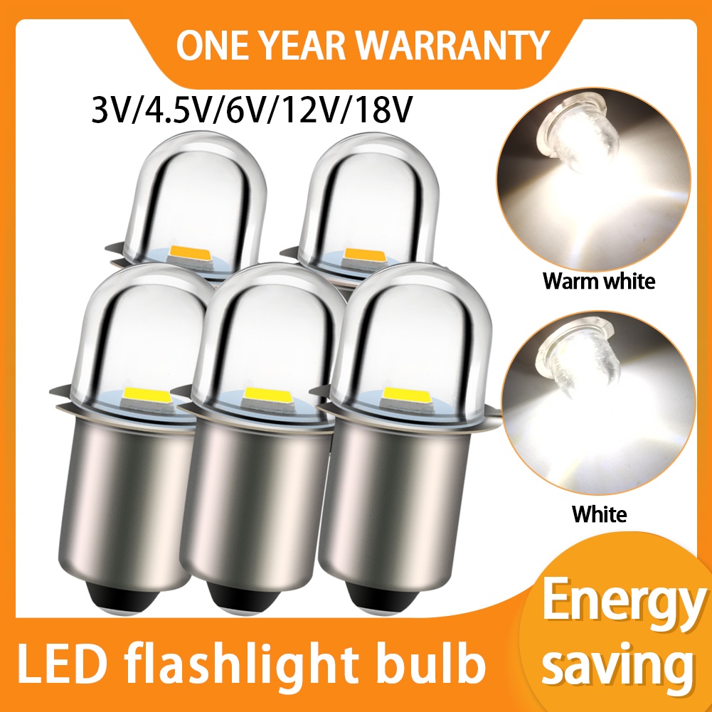 Ruiandsion E10 P13.5S หลอดไฟ Led 3V 4.5V 6V 12V 18V สีขาวอบอุ่น 5 ชิ้น