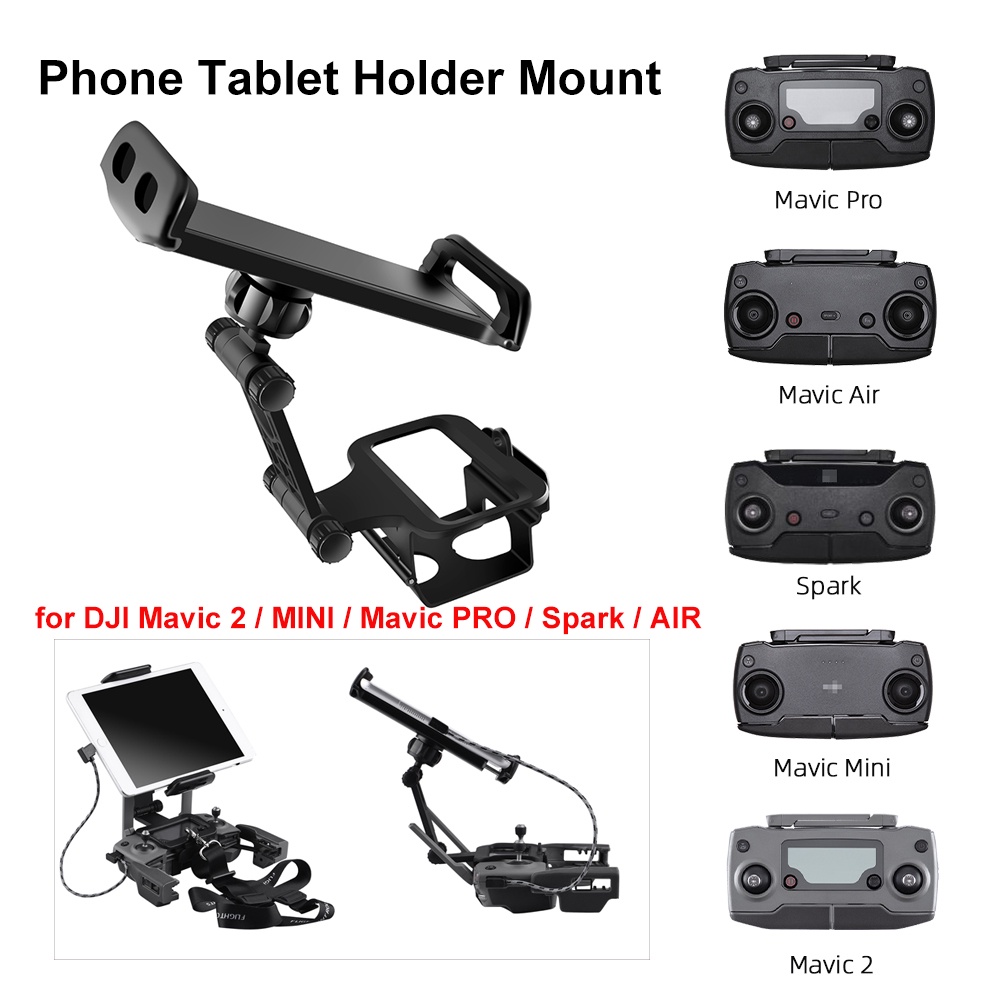 โทรศัพท์ผู้ถือแท็บเล็ต Mount สําหรับ DJI Mavic 2/MINI/PRO/Spark/AIR วงเล็บมุมมองด้านหน้าพร้อมเชือกเส้นเล็กรีโมทคอนโทรลอุปกรณ์เสริมแบบพกพา