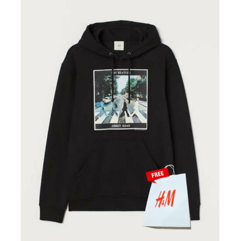 Hm Hoodie ผู้ชายผู้หญิงสีดํา Beatles Abbey Road สีดําฟรีถุงกระดาษ