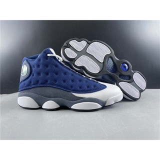 Cioa Air Jordan 13 "Flint" รองเท้าบาสเก็ตบอล สีกรมท่า สีเทา สีขาว สีฟ้า 414571-404