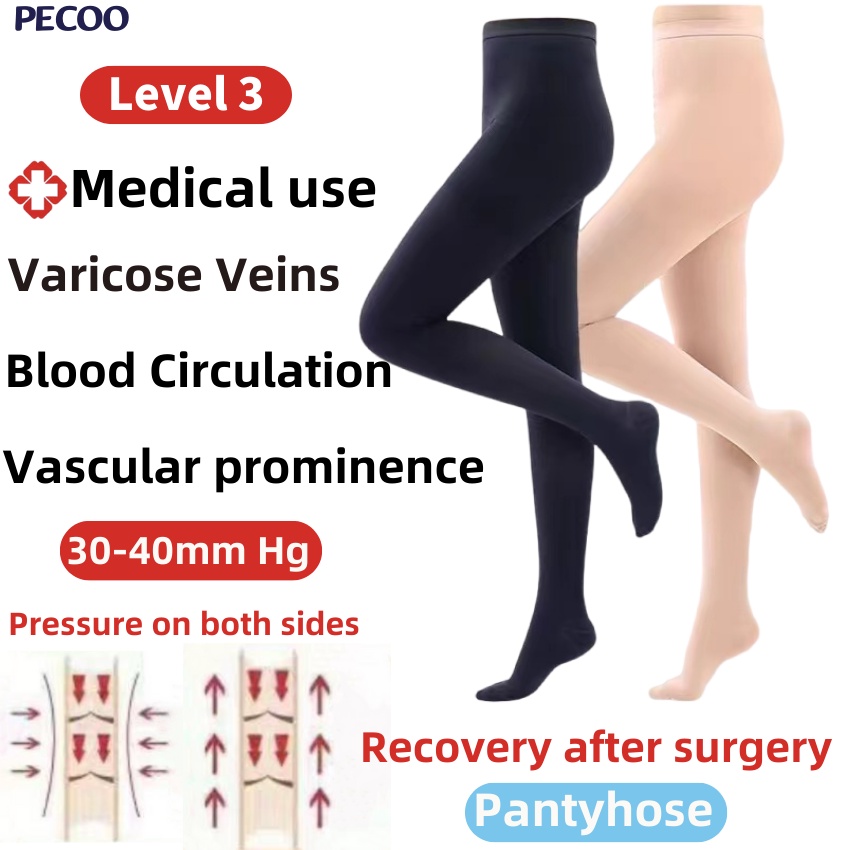 การบีบอัดถุงน่อง Pantyhose ระดับ 3 30-40mmHg ลดเส้นเลือดขอดขายาวถุงน่องปิด Toe Anti-Fatigue ต้นขาถุงเท้าสําหรับผู้หญิงและผู้ชาย
