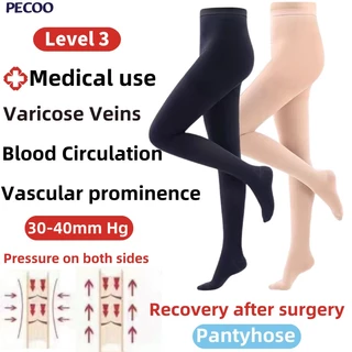 การบีบอัดถุงน่อง Pantyhose ระดับ 3 30-40mmHg ลดเส้นเลือดขอดขายาวถุงน่องปิด Toe Anti-Fatigue ต้นขาถุงเท้าสําหรับผู้หญิงและผู้ชาย