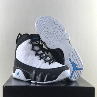 Air Jordan 9 รองเท้ากีฬาบาสเก็ตบอล สีขาว ดํา ฟ้า CT8019-140