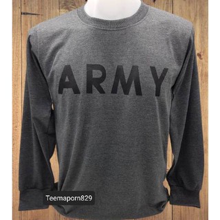 เสื้อยืดทหารอากาศ สีเทาเข้ม แขนยาว ARMY ไซส์ L