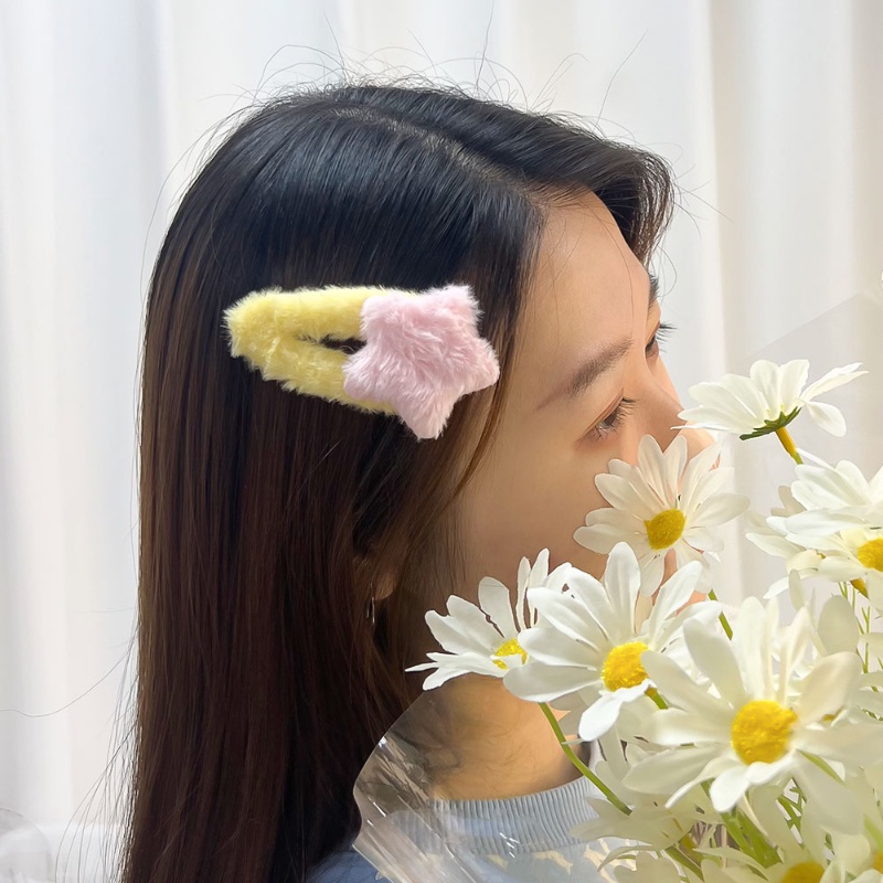 กิ๊บติดผม ผ้ากํามะหยี่ขนนิ่ม รูปดาว สีแคนดี้ สําหรับเด็กผู้หญิง นักเรียน