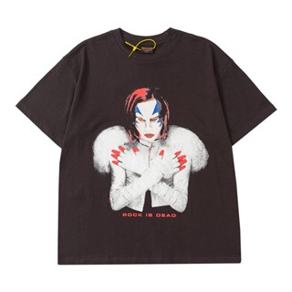 เสื้อยืด เปิดไหล่ ทรงหลวม พิมพ์ลายกบ Marilyn Manson สไตล์วินเทจ สําหรับผู้ชาย