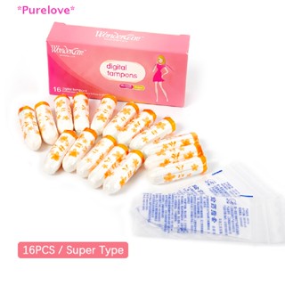 Purelove&gt; ใหม่ ผ้าอนามัยแบบสอด ผ้าฝ้าย ออร์แกนิก สําหรับผู้หญิง 16 ชิ้น