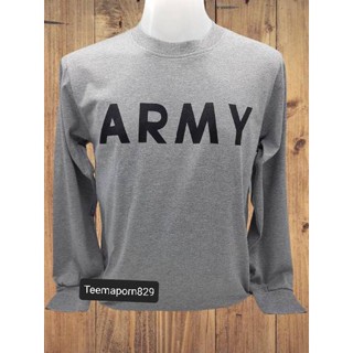 เสื้อยืดทหารอากาศ สีเทา แขนยาว ARMY ไซส์ L