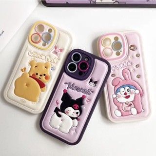 เคสหนังลายการ์ตูนน่ารัก กันเลนส์กล้อง สำหรับไอโฟน7plus-8plus-XR-XSMax-11-12-12ProMax-13-13Pro-13Promax-14-14pro-14ProMax