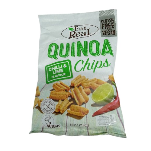 Eat Real Quinoa Chips Chilli Lime 80g ควินัว ขนมอบกรอบ รสพริกและมะนาว ขนมวีแกน