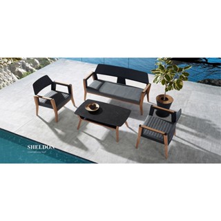 HisoLiving ชุดเฟอร์นิเจอร์สนาม กันน้ำ Sheldon Conversation Outdoor Furniture Set