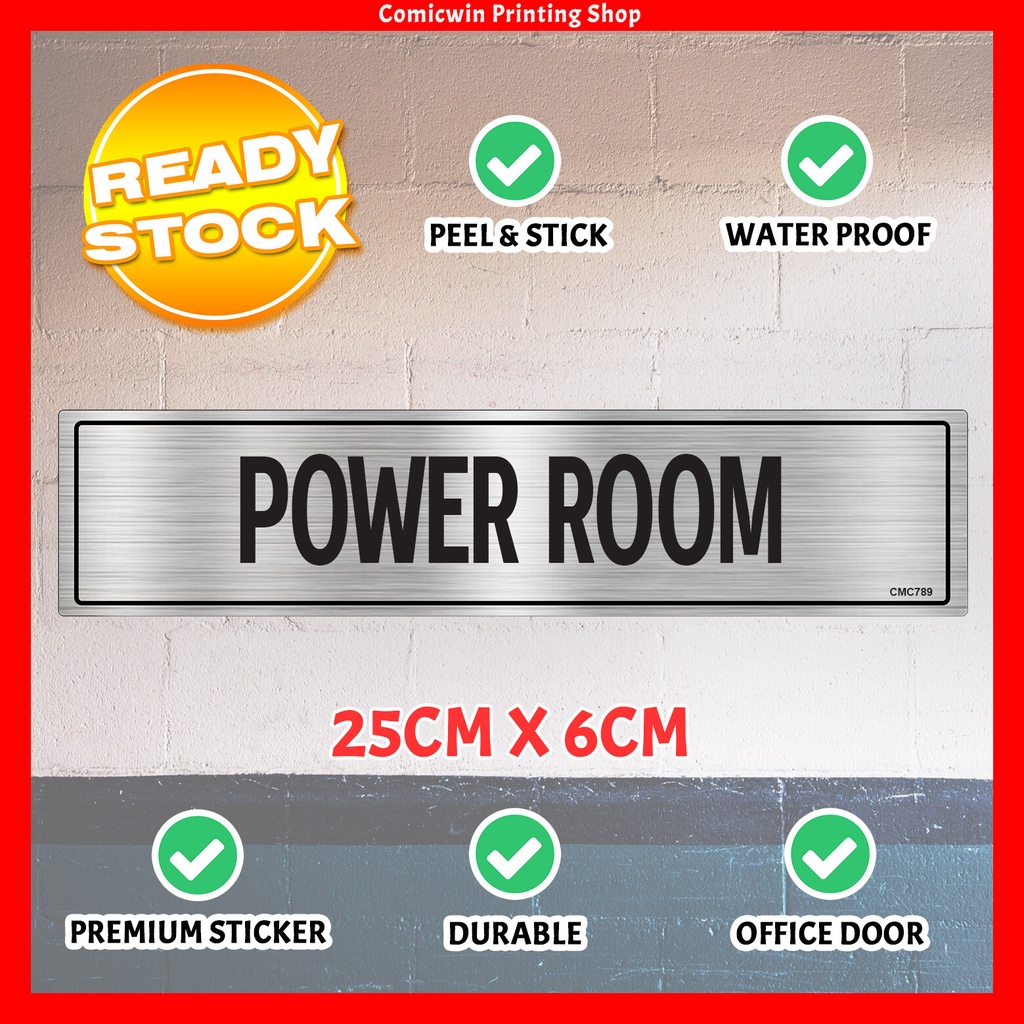 CMC789 Room Tag สติ๊กเกอร์เงินพิเศษ (25 x 6 ซม.) Power Room