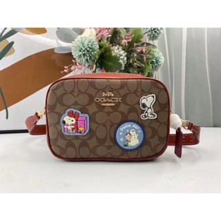 Coach X Peanuts Jamie Camera Bag In Signature Canvas With Patches