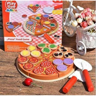 pizza food พิซซ่า ของเล่นไม้ ตีนตุ๊กแก  งานดี สีสวย ไม่มีเสี้ยน