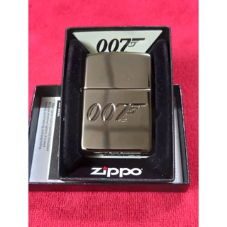 ZIPPO 49283  JAMES BOND  ARMOR CASE BLACK ICE  DEEP CARVE   สีแบล็คไอร์  ถังนอกหนาพิเศษ   ลายแกะลงเนื้อลึก   ตูดตัน