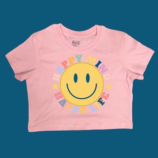 เสื้อ crop regular สกรีนลาย smiley พร้อมส่ง🔥