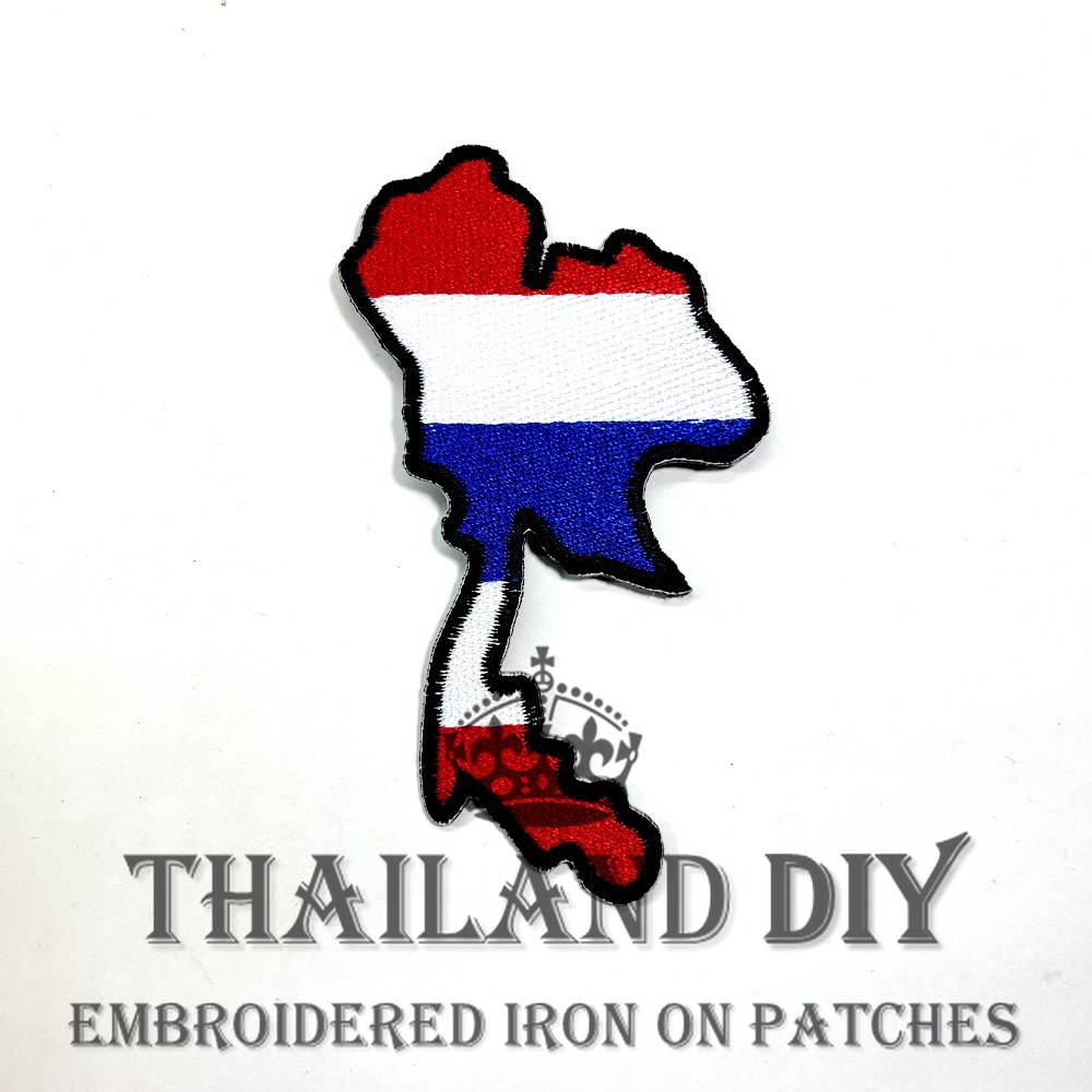 ตัวรีดติดเสื้อ ลาย แผนที่ ธงชาติไทย Thailand Map Flag Patch งานปัก wop DIY ตัวรีด อาร์ม แผนที่ไทย ปร