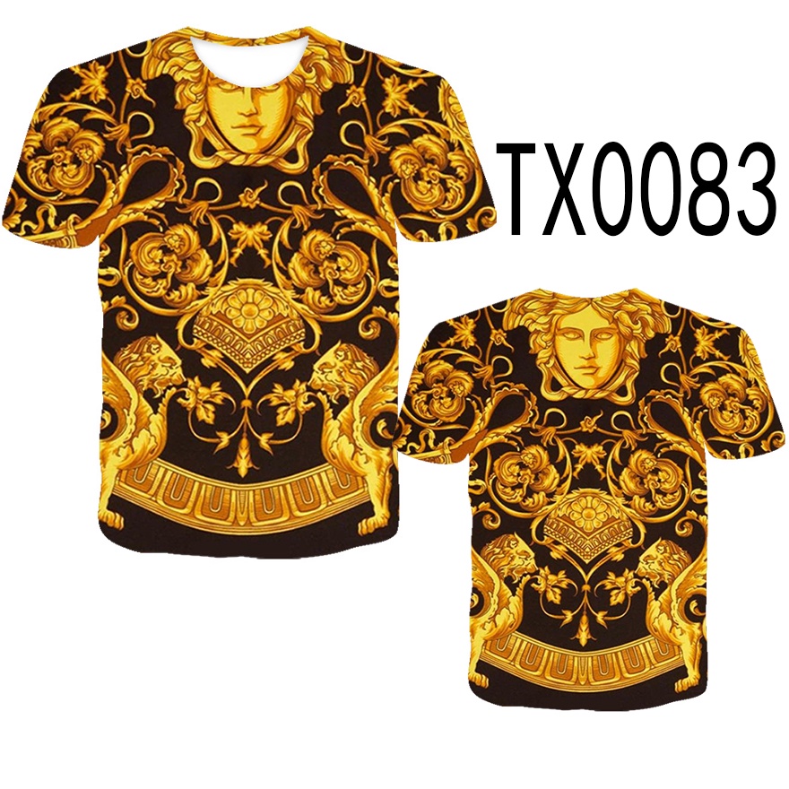 เสื้อยืดแขนสั้น พิมพ์ลาย 3 มิติ ระบายอากาศ สวมใส่สบาย สีทอง แฟชั่นฤดูร้อน สําหรับผู้ชาย และผู้หญิง
