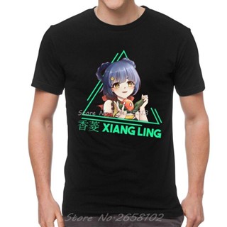 Genshin Impact Xiangling T Shirt Mens Cotton Printed T-shirts Funny Tshirt Short Sleeve Game Anime Tees Tops_05