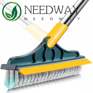 Needway แปรงขัดพื้น สเตนเลส ด้ามจับยาว ถอดออกได้ สําหรับทําความสะอาดห้องน้ํา ห้องครัว