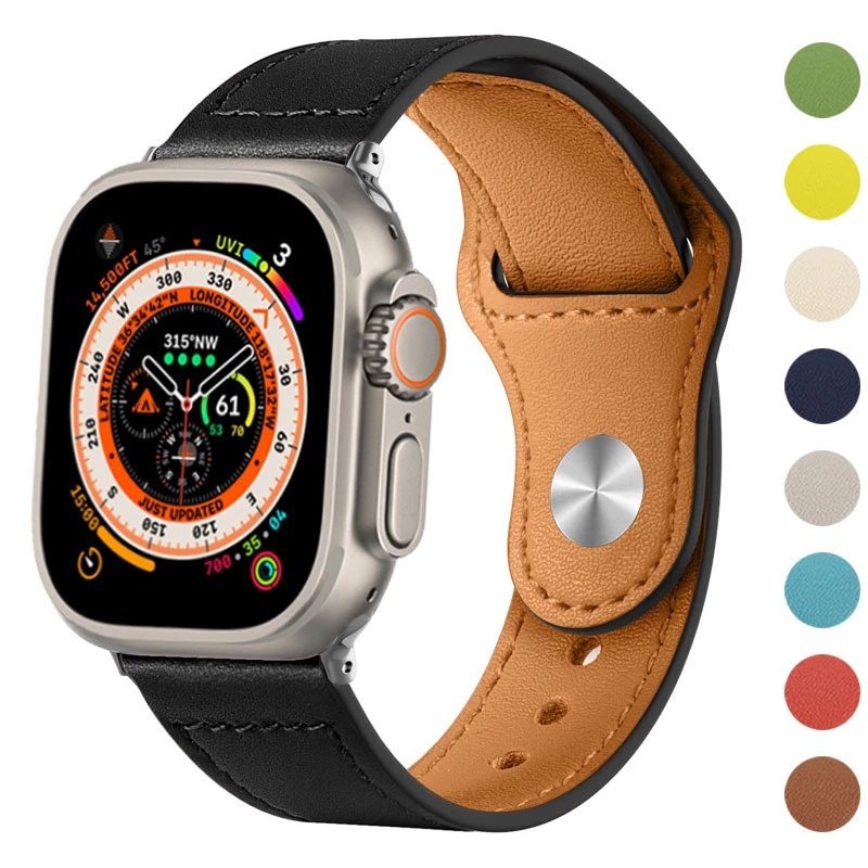 สายนาฬิกาข้อมือหนังแท้ สําหรับ Apple watch Ultra 49 มม. band 42 มม. 44 มม. 40 มม. 38 มม. 41 มม. 45 มม. Apple watch Series 8 7 6 5 SE 3 2 1