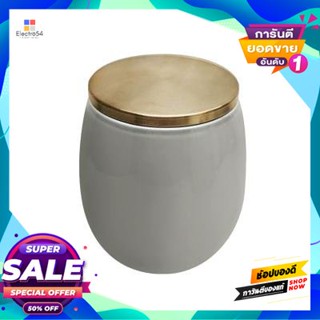 Jar ขวดโหลเซรามิกทรงกระบอกฝาสุญญากาศ Kassa Home รุ่น 19D385G-2Wh ขนาด 14 X 14 X 15.3 ซม. สีเทาvacuum Jar Ceramic Cylindr