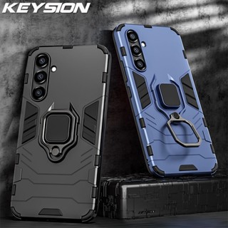 Keysion เคสโทรศัพท์ซิลิโคน PC กันกระแทก พร้อมแหวนขาตั้ง สําหรับ Samsung A54 5G A34 A14 A13 A04S Galaxy M23 5G M52 M13