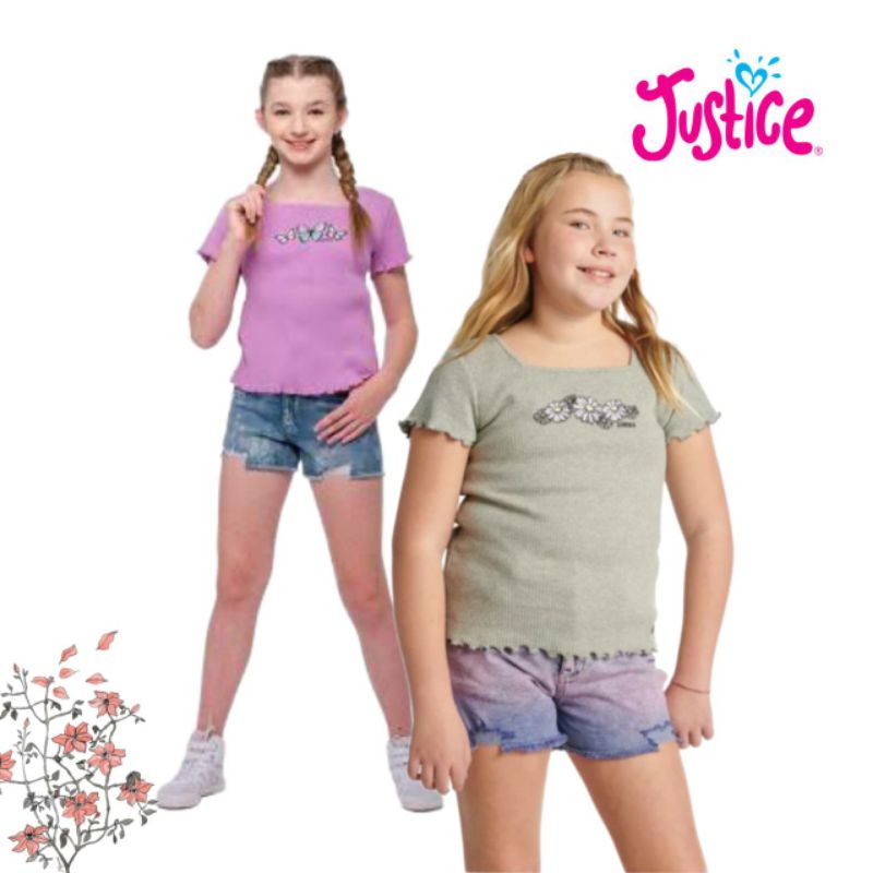 Justice Rib Knit Tshirt Girls / Girls& 39; เสื้อถัก (7 - 18 Y)