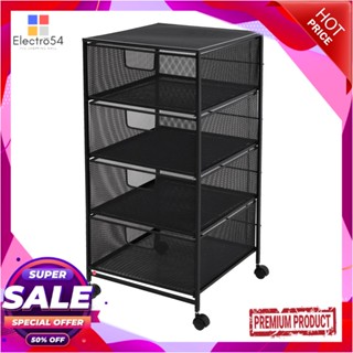 4-TIER ชั้นลิ้นชักเหล็ก 4 ชั้น STACKO BILA 35.5x37.5x73 ซม. สีดำ4-TIER STEEL DRAWER UNIT STACKO BILA 35.5X37.5X73CM BLAC