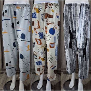 Celana Panjang Santai / Celana Tidur Panjang Rayon Motif /  Celana Harian Wanita