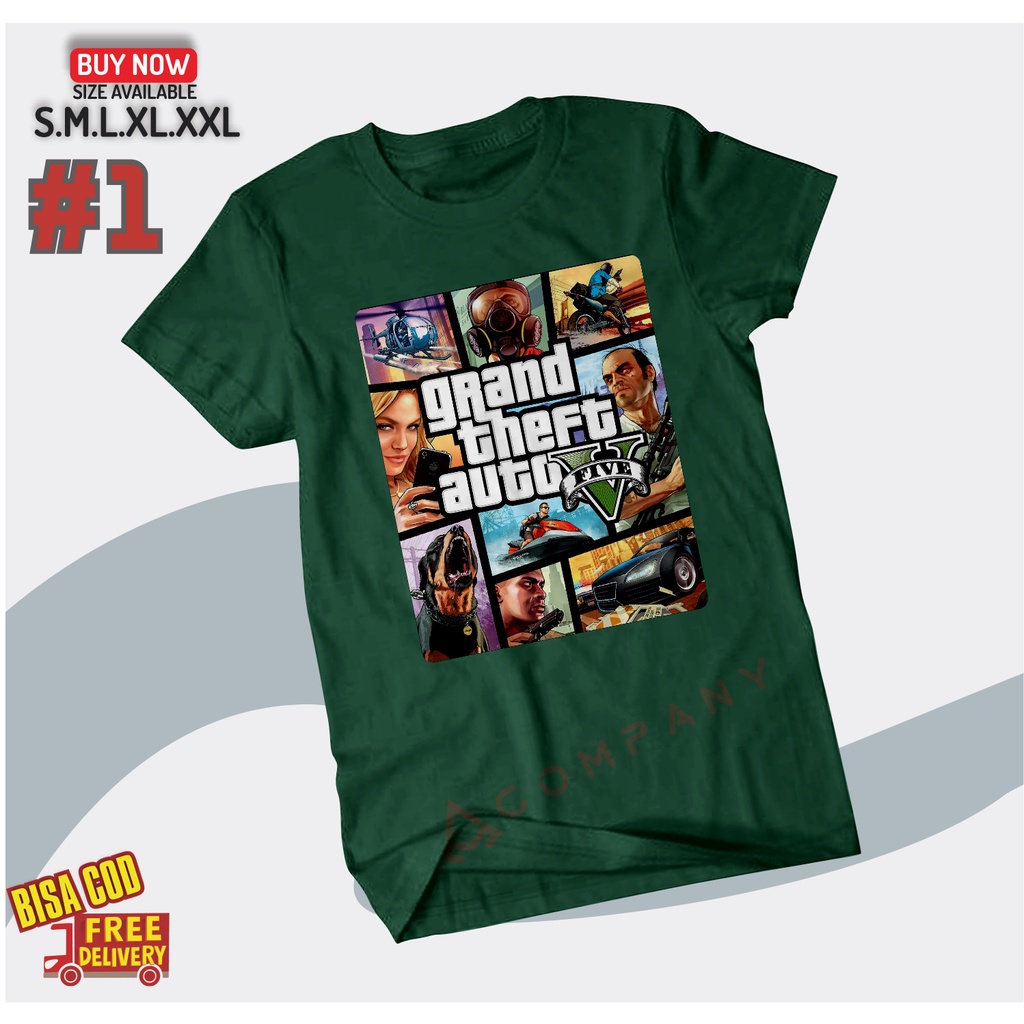 เสื้อยืดพิมพ์ลายแฟชั่น เสื้อยืด พิมพ์ลาย GTAV GTA 5 GTA V Grand Theft Auto Gta5 สําหรับผู้ชาย_08
