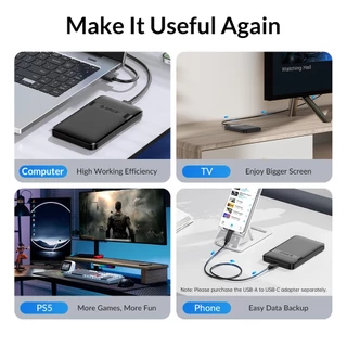 Orico HDD Case 2.5 นิ้ว SATA เป็น USB3.0 Type-C HDD Enclosure 6Gbps Max USB-C ภายนอก SATA HDD Enclosure รองรับ Auto-Sleep(2577U3-V1)