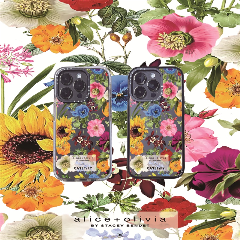 Casetify X alice+oivia เคสอะคริลิค TPU ใส ลายดอกไม้ สีดํา สีขาว พร้อมกล่อง สําหรับ Apple IPhone 11 12 13 14 Pro Max