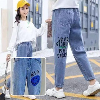 พร้อมส่ง  กางเกงยีนส์ขายาวเด็ก  กางเกงยีนส์เด็ก  งานสกรีนลาย…