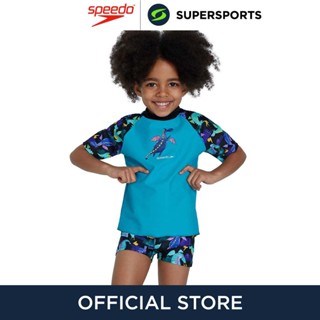 SPEEDO Short Sleeve Printed Rash Top Set ชุดว่ายน้ำเด็กผู้ชาย ชุดว่ายน้ำสำหรับเด็ก