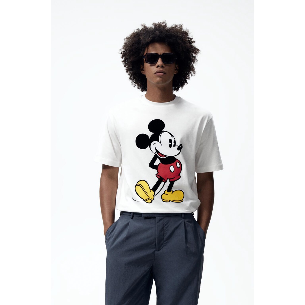 Zara เซตเสื้อแขนยาว แบรนด์เนม สําหรับผู้ชาย © เสื้อยืดแขนสั้น พิมพ์ลาย Disney Mickey Mouse 0962330 251