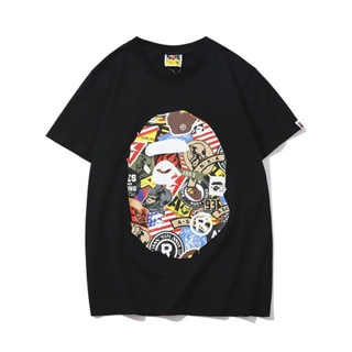 Aape เสื้อยืดแขนสั้น คอกลม ผ้าฝ้ายแท้ พิมพ์ลายการ์ตูนหัวเอป สวมใส่สบาย