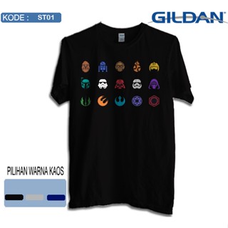 เสื้อยืดสีดำอินเทรนด์เสื้อยืด ลายโลโก้ Star WARS GILDAN SOFTSTYLE ST01S-4XL_01