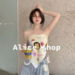 Alice  ชุดไปทะเล เสื้อสายเดี่ยว เกาะอก สายเดี่ยว เสื้อผ้าแฟชั่นผู้หญิง  Trendy คุณภาพสูง fashion Chic A20K02O 36Z230909