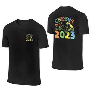 [S-5XL]ผ้าฝ้าย 100% Goodbye เสื้อยืดผ้าฝ้าย พิมพ์ลาย Hello 2023 Happy New Year (9) สําหรับผู้ชาย 2023