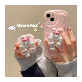 เคส สำหรับ ไอโฟน เคสซิลิโคน สินค้าพร้อมส่งจากไทย สำหรับ Iphone 14 13 12 11 Pro max เคสดอกไม้ชมพู+ไอริงกระต่ายTPU-S1262