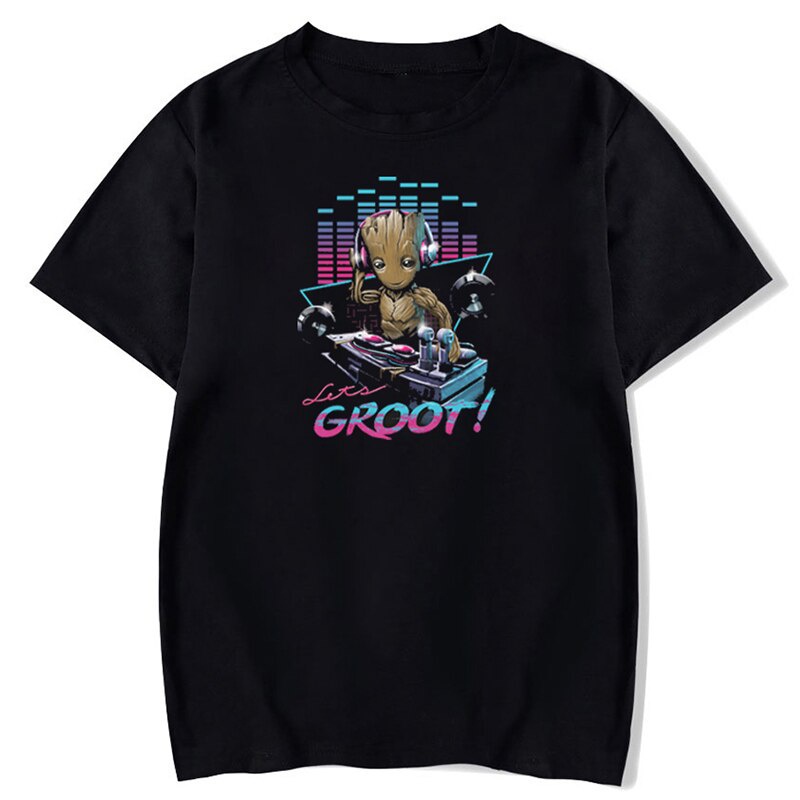 oversize T-shirtI Am Groot Cartoon Printed T-shirt Cyberpunk Style Groot DJ Graphic Tops Summer Wome_07
