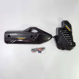 กันร้อน เคฟล่าร์ 5D PCX 2021 + ฝาครอบหม้อน้ำ + สติ๊กเกอร์ เคฟล่า motorcycle radiator cover T1