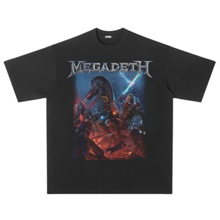 เสื้อยืดแฟชั่น PSYCHO21 MEGADETH Cyberpunk Retro Rock Band Short Sleeve T-ShirtDIY เสื้อยืด_12