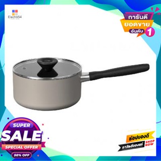 Pot หม้อด้ามนอนสติ๊กพร้อมฝาแก้ว Bauhaus Meyer รุ่น 13764-Te12 ขนาด 20 ซม. สีเทาnonstick Pot With Glass Lid Bauhaus Meyer